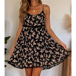 DVROMA Italian Floral Slip Dress Small Made in Italy Black Floral Sundress NWT